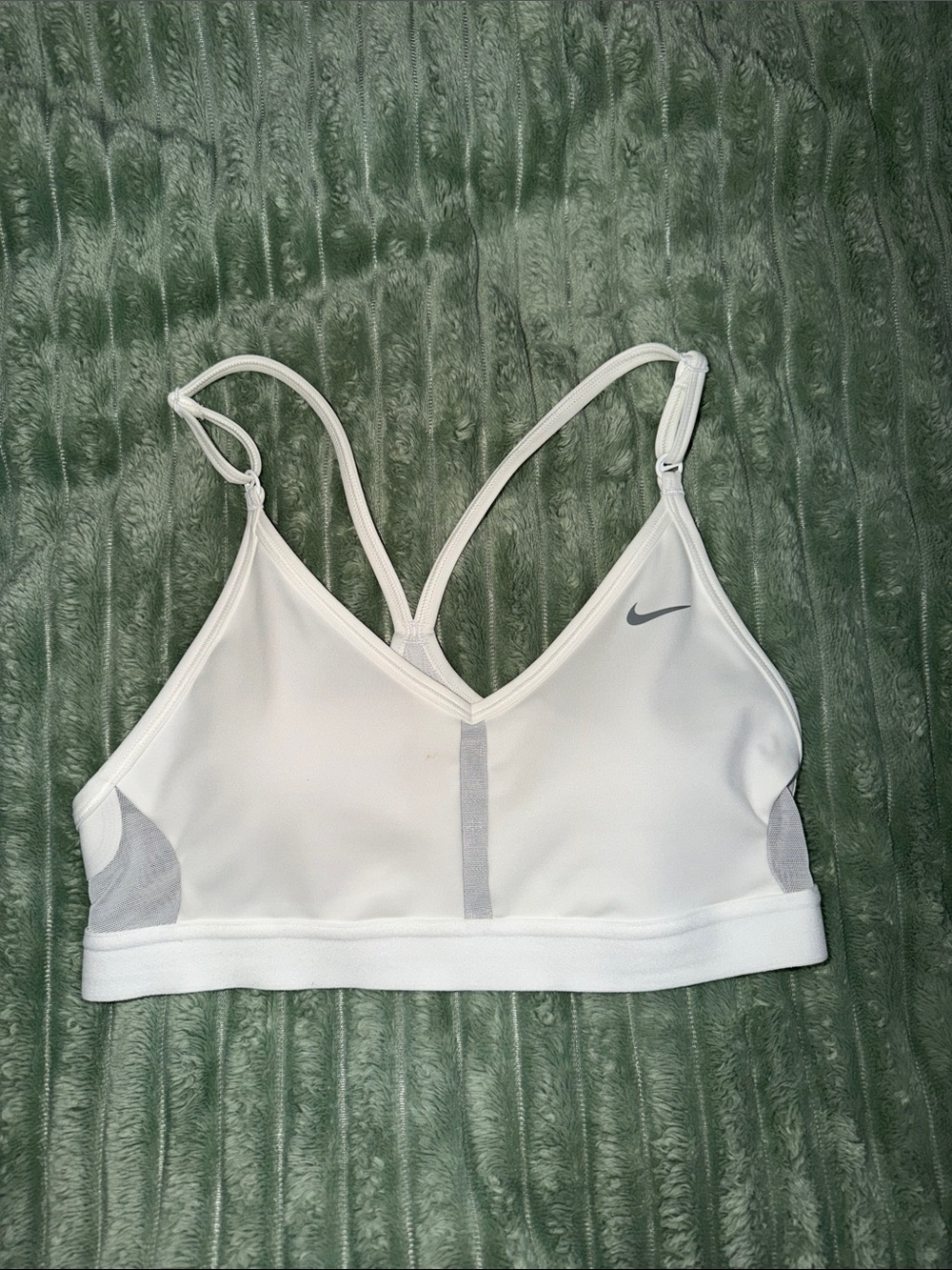 Nike White Mesh Strappy Sports Bra